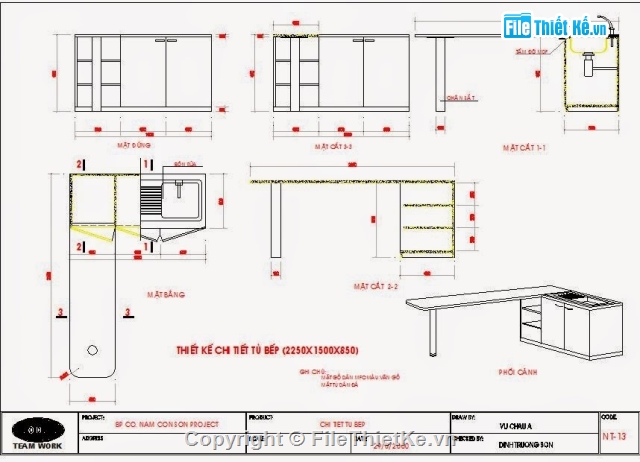 Bếp và tủ,bố trí đền,Chi tiết tủ,Chi tiết mặt đứng
